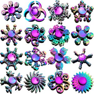Rainbow Color Fidget Spinner Finger Toy Zinc Eloy Metal Hand Spinners Fingertip Gyro Spinning Top Stress Relief Decompression Toys Axst Reliever