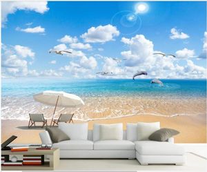 Wallpapers personalizado po mural 3d wallpaper linda praia havaiana praia ondas paisagem sala para paredes 3 d em rolos