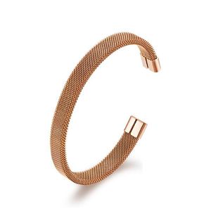 Rostfritt stål rosguld svart nätformat c armband armband med gåva män kvinnor minimalistiska för honom