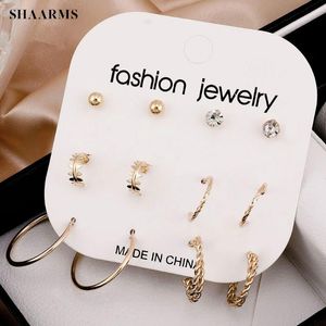 Wholesale set of 3 earrings for sale - Group buy Stud SHAARMS Pairs Of Women s Pearl Earrings Set Fashion Round Metal Gold Hoop Retro Geometric Rhinestone