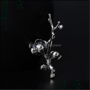 Other Body Jewelry Vintage Magnolia Brooches 925 Sterling Sier Stereoscopic Flowers Design Fashion Wild For Women Charms Fine Drop Delivery