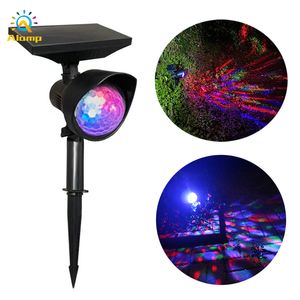 Upgraded Solar Laser Lighting Kleurrijke Rotate LED Projection Lamp Stage Effect Magic DJ Ball Lights voor Party Outdoor Home Decor