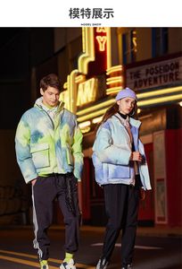 겨울 그라데이션 다운 재킷 남자와 여자의 스탠드 칼라 패션 다채로운 코트