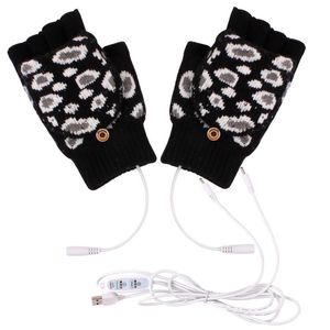 Sports Gloves 2021 Laptop Women Men Usb Heated Mitten Full&half Finger Winter Warm Knit Hand Cashmere Patchwork Casual