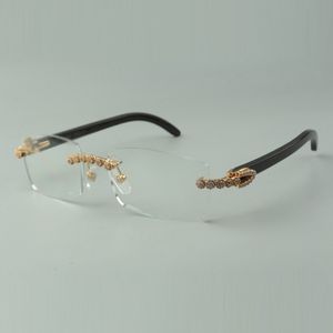 Designer-Bouquet-Diamant-Buffs-Brille, Rahmen 3524012 mit Bügeln aus naturschwarzem Büffelhorn und 56-mm-Linse