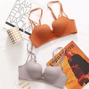 Sutiãs sets desperdício mulheres femininas moda rosa lingerie sexy set sem fio calcinha de algodão push up cueca cortar sutiã um b