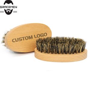 Mini Size Pocket Brush för Beard Facial Hair Whiskers Mustache Rengöring MOQ 50 st Anpassad logotyp Trähandtag med ren boarborste