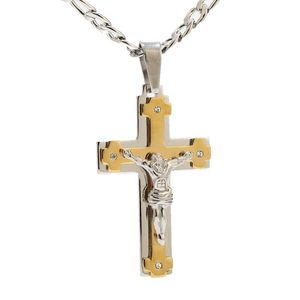 Colares pendentes Chegada de aço inoxidável Charme Crucifixo Jesus 35 * 57mm Cross Pingentes 3: 1 FiaGro Chain 24 '' para homens achados de jóias