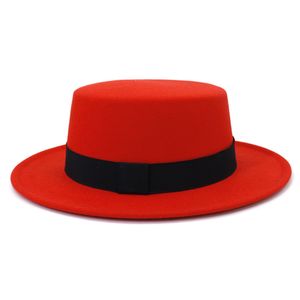 Fedora Hat Womenフラットトップ帽子ガールズワイドブラッドキャップレディース女性ファッションジャズキャップ2021春秋冬卸売25色
