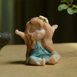 Everyday Collection cute baby Figurine Fairy Garden Decoration Angel miniature home Ornament girl Festival gifts 211105