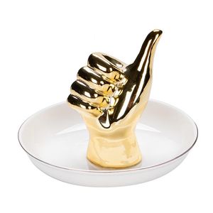 Organizacja Przechowywania Kuchni Kreatywny Dobry Gest Kształt Złoty Ceramiczny Biżuteria Podajnik Ring Danie dla Kobiet Prezent Drop