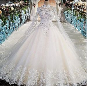 Белое бальное платье с высоким воротом, свадебные платья в стиле кантри, большие размеры, украшенные бусинами, настоящие Poestidos de Noche, атласные свадебные пуховики Wrap221B