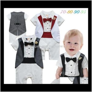 Cross Border Childrens Wear Herrenkleidung Sommer Reiner Baumwolle Gentleman Bodysuit Hundred Days Year Old Dress Rompers Msfhx Strampler Y2Zgt