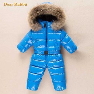Russia baby winter jumpsuit clothing warm outerwear & coats snow wear duck down jacket snowsuits for kids boys girls clothes H0909