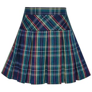 Meninas saia de volta escola uniforme peacock verde tartan saia verão princesa casamento festa menina rapariga rapare