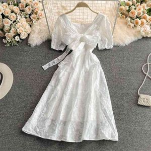 Kurzarm Weiß Elegante Lange Kleider Für Frauen Casual Weibliche Strand Koreanische Chiffon Sommer Fee 210514