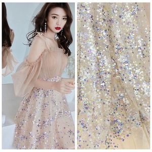 Colorful Sequins Lace Fabric Squined Mesh For Wedding Dance Dress Costume Stage Show Clothes DIY Sewing Material
