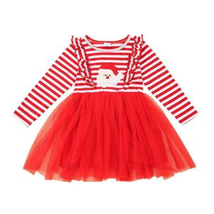 Wholesale toddler santa dress for sale - Group buy Girl s Dresses Christmas Girls Dress Toddler Kid Baby Xmas Clothes Cartoon Santa Long Sleeve Striped Tulle Party M Y