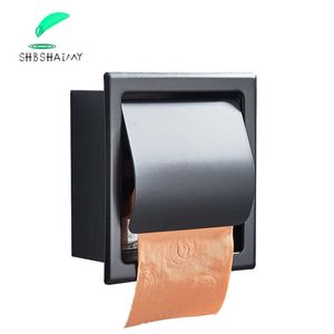 Suporte de papel higiênico de aço inoxidável 304 caixa de rolo de parede montado banheiro escondido impermeável 210709
