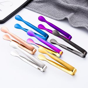 Multicolore Sugar Tongs Kitchen Tools Thicken Durable Stainless Steel Mini Serving Appetizers Ice Tong Tea Party Coffee Bar Smooth Edge CG0508