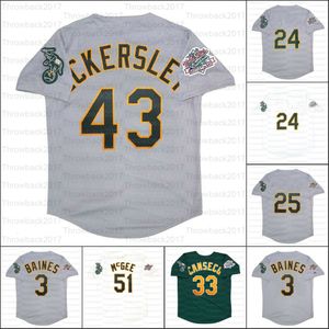 Retro Beyzbol 1989 ve 1990 Gray Formaları 3 Harold Baines 33 Jose Canseco 43 Eckersley