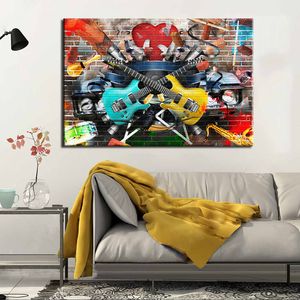 Backstreet Müzik Duvar Sanatı Resimleri Gitar Oturma Odası Için Tuval Boyama Posterler Baskı Soyut Sanat