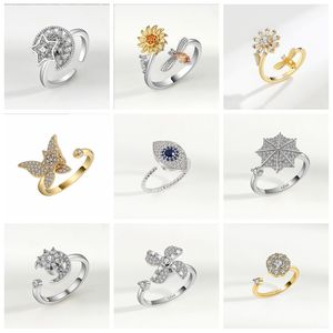 不安女性のFidget Rings Jewelryさんの秘密の贈り物の贈り物/仕事、女の子のスピンリングの緩和応力調整可能