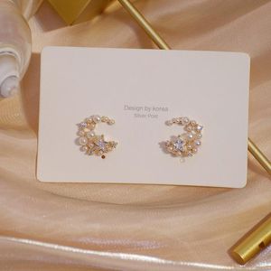 Hoop Huggie Lexie Diary Moon Pearl Zirkoon Star Flash Diamond K Real Gold Exquisite Stud Earring Hanger voor Dames Mode sieraden