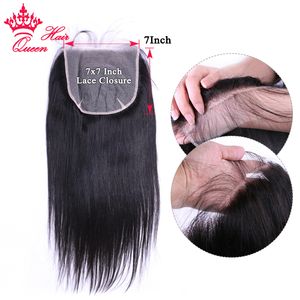 Transparent Lace 7X7 Lace Closure Body Wave / Straight 100% Unprocessed Virgin Human Raw Hair Natural Color 1B Queen Hair Official Store