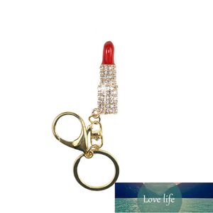 Schöner Kristall-Lippenstift-Make-up-Schlüsselanhänger, Strass-Geldbeutel-Taschen-Charm-Anhänger, Schlüsselanhänger als Geschenk