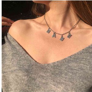 Crystal Angle Daddy Love Baby Letter Necklace For Women Initial Bling Pendant Chains Statement Diy Jewelry Necklaces Gift G1206