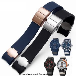 Watch Bands Silicone Rubber Waterproof Strap For Ulysse N Diving And Sailing Series Arc 22mm Male