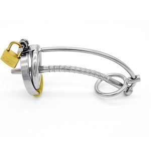 CBT Chastity Belt Stainless Steel With Urethral Sound Cock Cage Penis Plug BDSM Sex Toys For Men