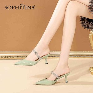 Sofitina Cover-Toe Sandały damskie Fashion All-Mecz Letni Pas Slip-on Slip-On Pantofle Handmade Leather Lady Shoes AO738 210513