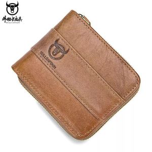 TopFight 2021 OnePcs High Quality Fashion Coin Pocket Vintage Male Purse Function Brown Genuine Leather Men Wallet With Card Wallets