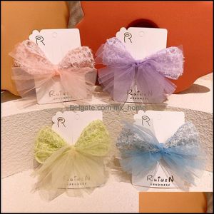 Hair Aessories Baby, Kids & Maternity Temperament Sweet Girl Princess Duckbill Clip Korean Fashion Childrens Colorf Yarn Bow Hairpins Drop D