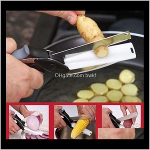 Kitchen Knives Aessories Kitchen Dining Bar Home Garden2 In 1 Utility Scissors Cutter Knife Board Smart Chef Stainless Steel Ourdoor Potat