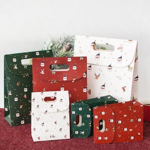 Geschenkwikkeling Kraft Craft Christmas Tassen Xms Candy Packaging Bag Sneeuwvlok Santa Claus Papier voor het jaar inpakken