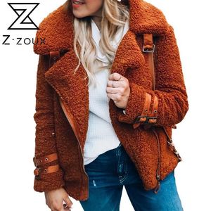 Kvinnor Vinterrock Solid Teddy Plush Short Fake Fur S Fashion Jackor All Match Faux Jacket Plus Size 210524