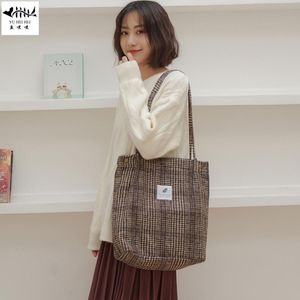 Shoppingkassar Vintage Plaid Women Bag Shoulder Beach Travel Books Tote Kvinnors Handväskor Gratis Droppe