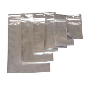 Flera storlekar Aluminiumfolie Klar återförsäljbar ventil Zipper Plast Retail Packaging Packing Bag Zip Mylar Bag Ziplock Package