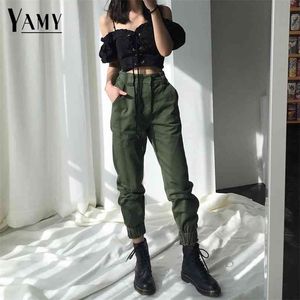 High waist pants camouflage loose joggers women army harem camo streetwear punk black cargo s trousers 210925