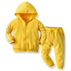 Primavera Autunno Abbigliamento per bambini Set per bambini Tute con cerniera con cappuccio Cappotto per bambini + mutanda 2 pezzi Abiti per bambini Abbigliamento sportivo 211021