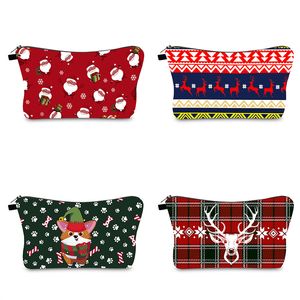 GAI Christmas Series Elements Nuove borse cosmetiche stampate Pochette Custodie da viaggio multiuso in poliestere con cerniera Custodie da viaggio di grande capacità Regalo all'ingrosso