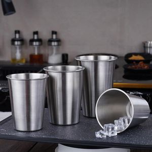 Wholesale white milk glass resale online - Mugs ml Stainless Steel Metal Cup Beer Cups White Wine Glass Coffee Tumbler Tea Milk Outdoor Travel Camping