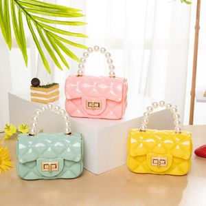 Fashion Small handbags Pearl tote bags Jelly handbag one-shoulder cross-body mini chain key bag for children