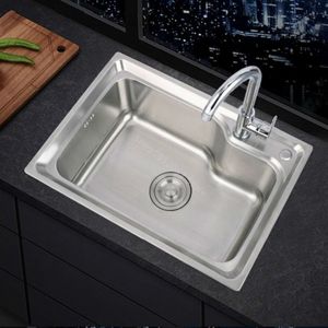 304 stainless steel single sink kitchen sink single basin thickened large single slot set sink