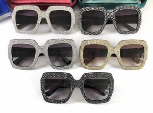 0048 Sonnenbrille mit großem Rahmen, elegant, speziell, mit Diamantrahmen, heiß verkaufter Stil, integrierte kreisförmige Linse, Top-Qualität, mit Etui