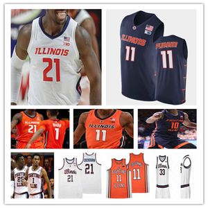 2022 College Illinois Fighting Illini Maglia da basket Ayo Dosunmu Kofi Cockburn Alfonso Plummer Jacob Grandison Frazier Andre Curbelo Coleman Hawkins Williams