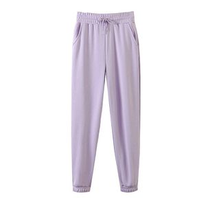Wysoka talia luźne spodnie damskie casual smukły ołówek spodnie damskie purpurowe spodnie kobiece eleganckie spodnie dresowe 210525